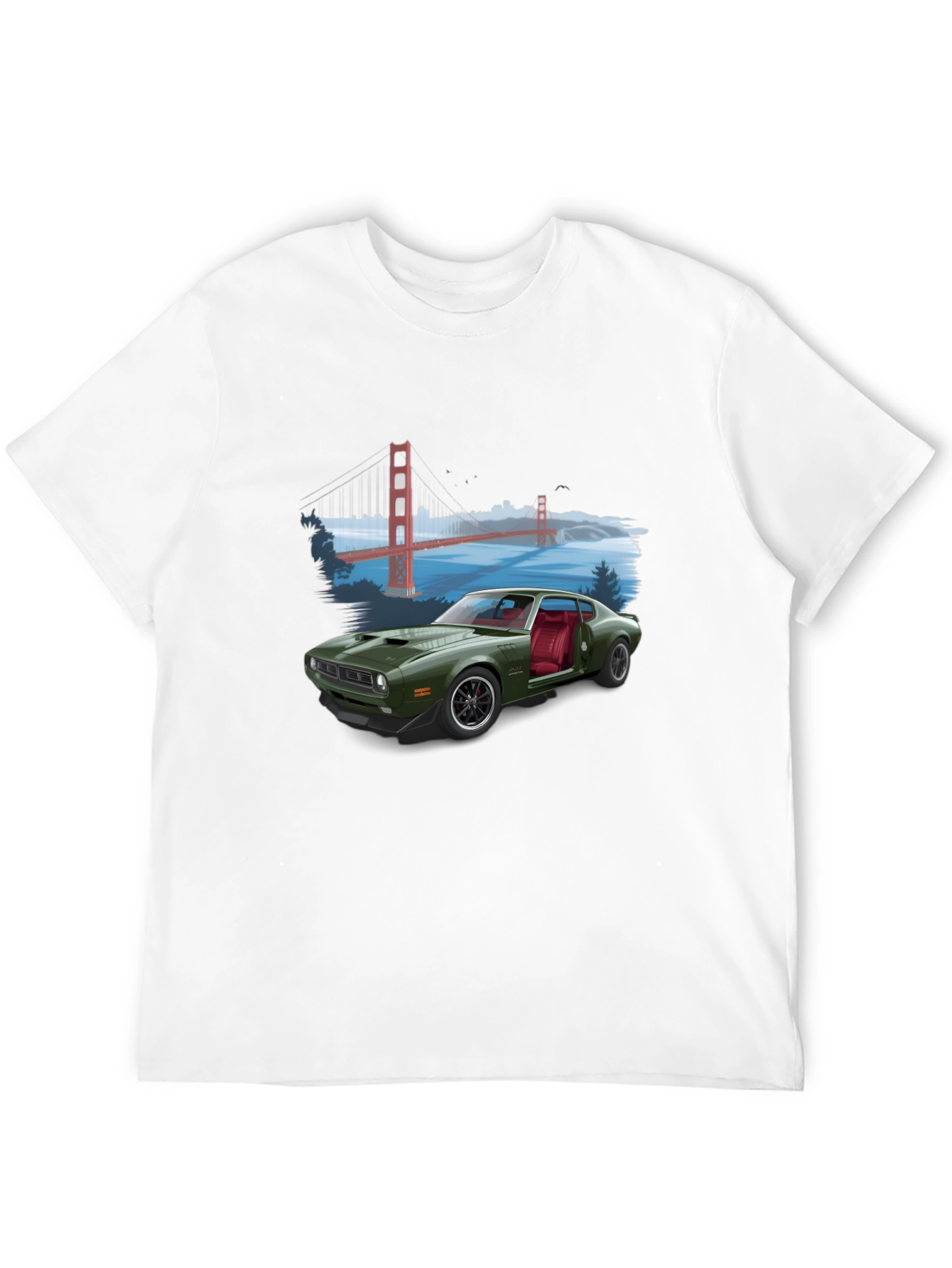 Retro Car & Bridge T-Shirt - Unique Graphic Tee