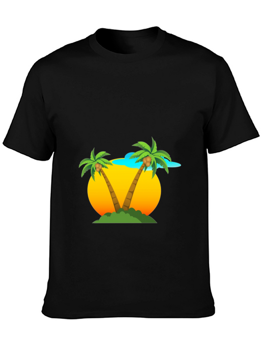 Tropical Palm Tree Graphic Tee - Black