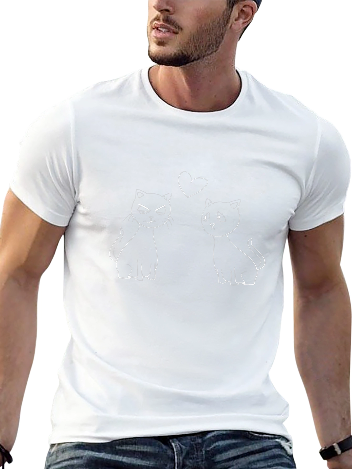 Cute Cat Love T-Shirt - Black Graphic Tee
