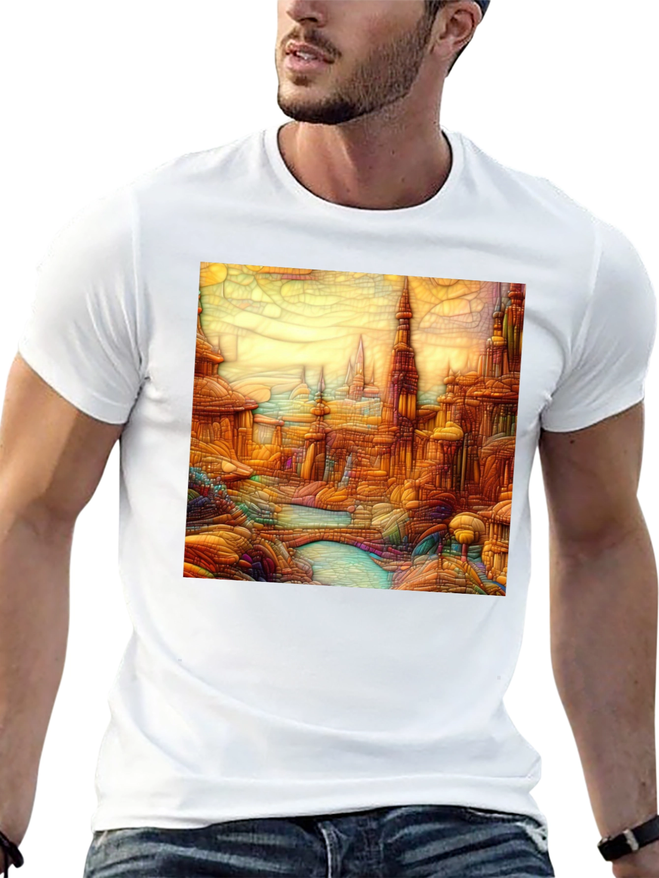 Cityscape Art Black T-Shirt