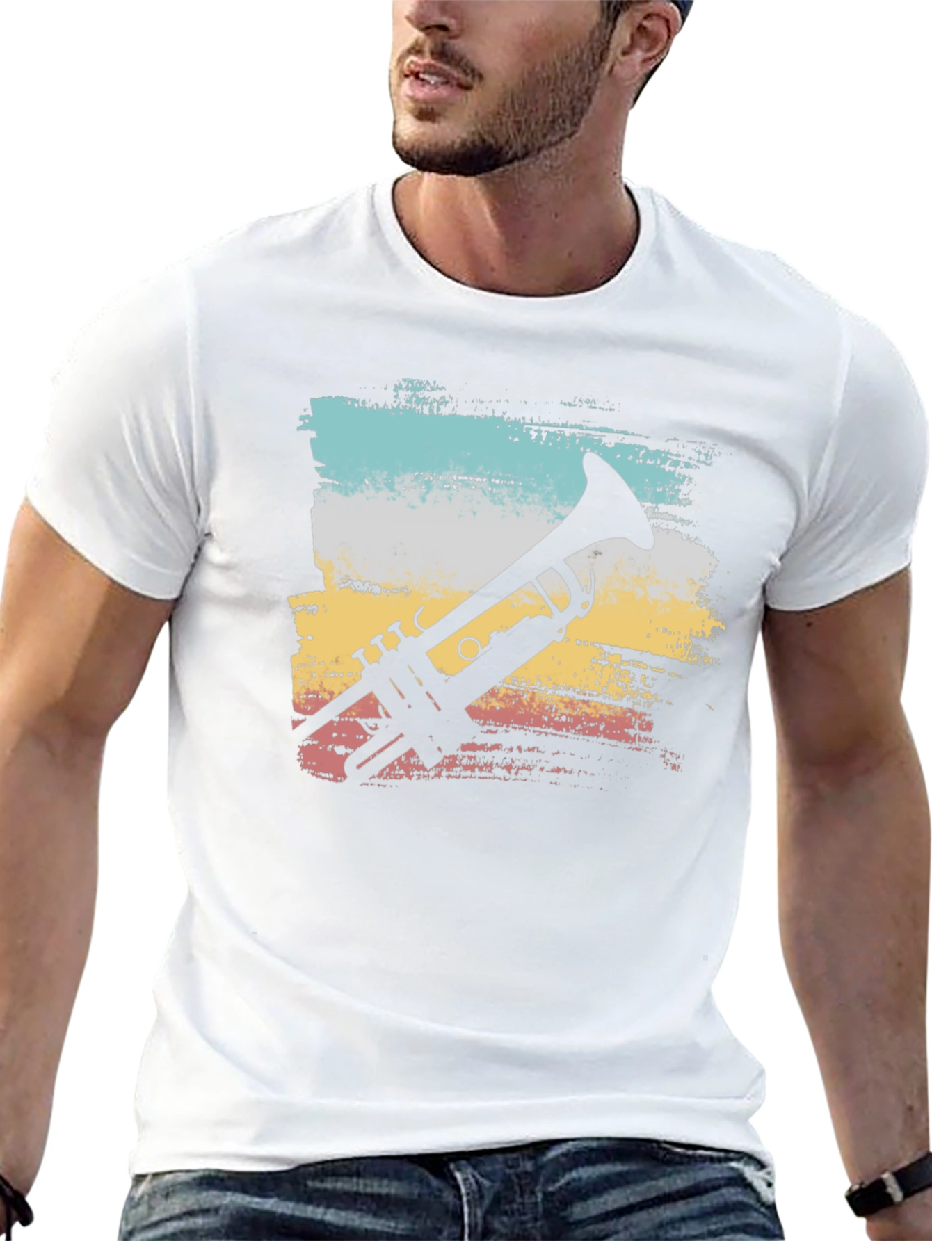 Retro Trumpet Music T-Shirt - Black