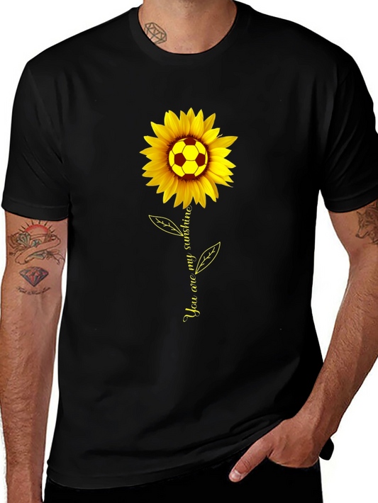 Soccer Sunflower T-Shirt - You Are My Sunshine Black Tee