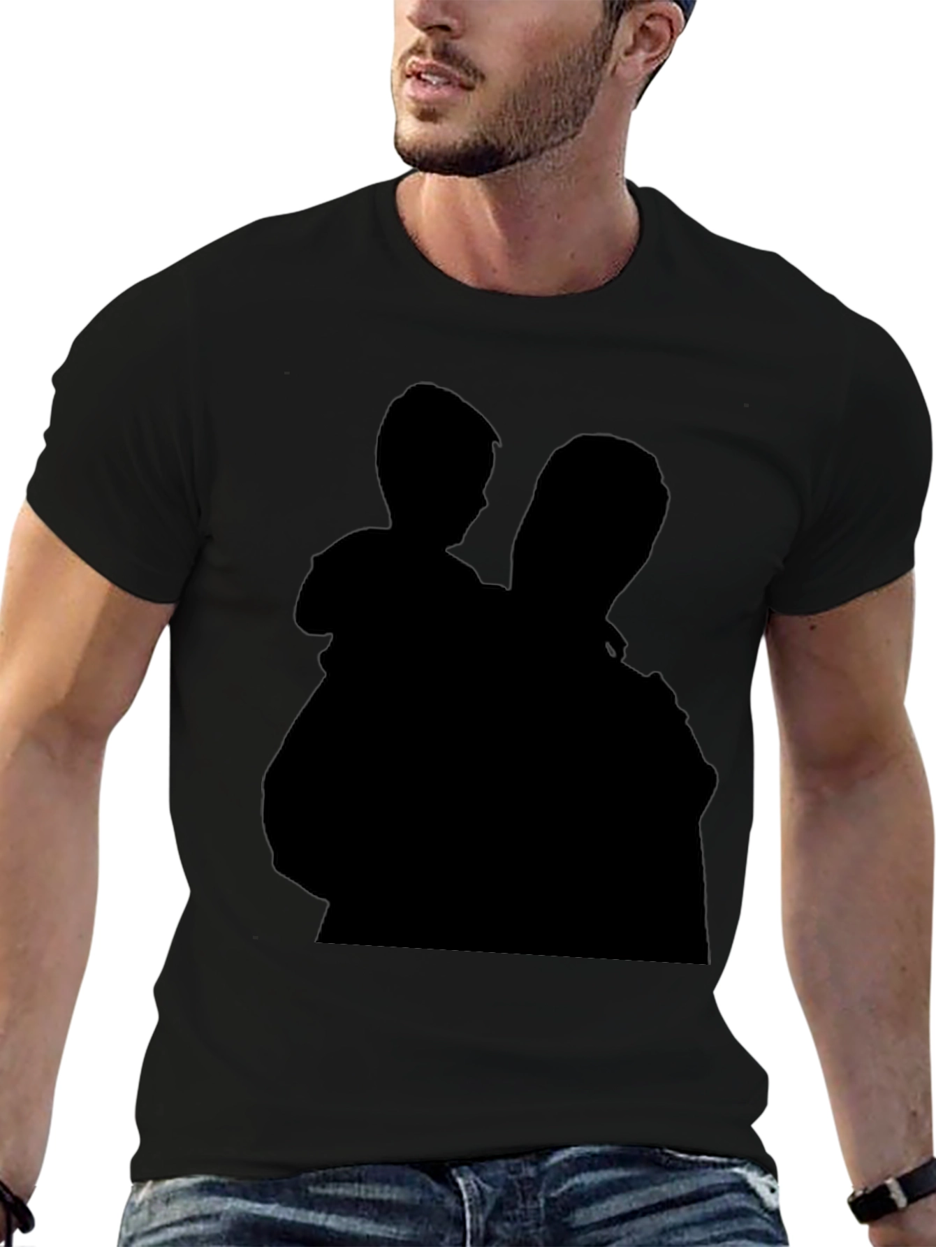 Silhouette Father & Child Black T-Shirt
