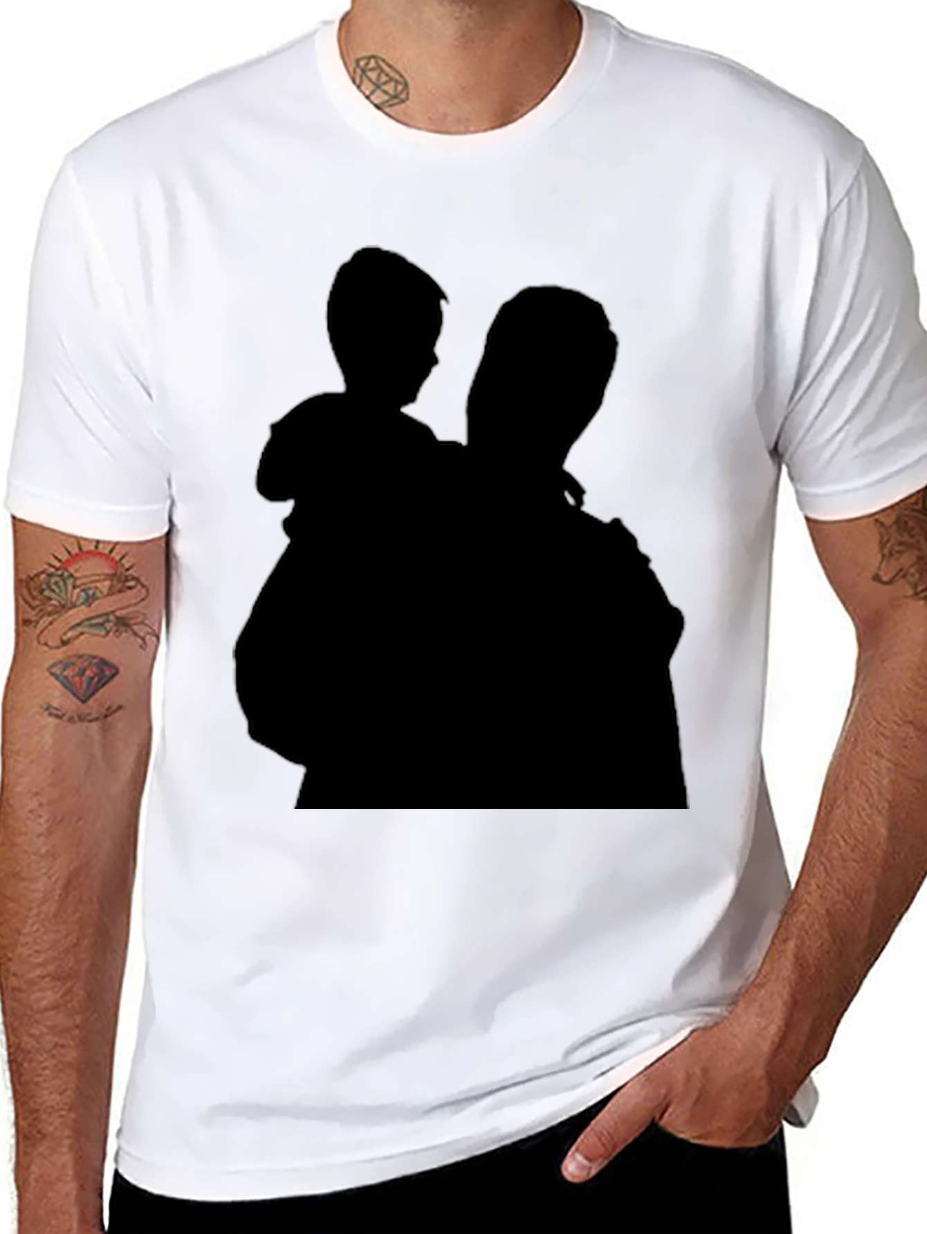 Silhouette Father & Child Black T-Shirt