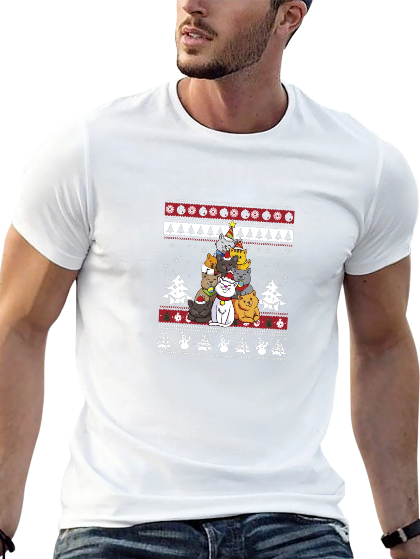 Christmas Cats T-Shirt Ugly Sweater Style