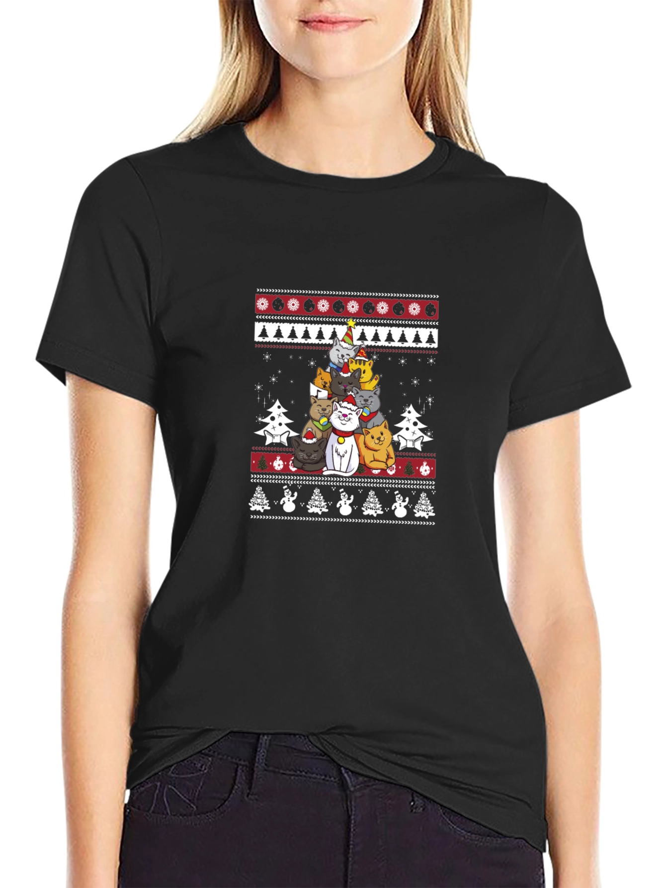 Christmas Cats T-Shirt Ugly Sweater Style