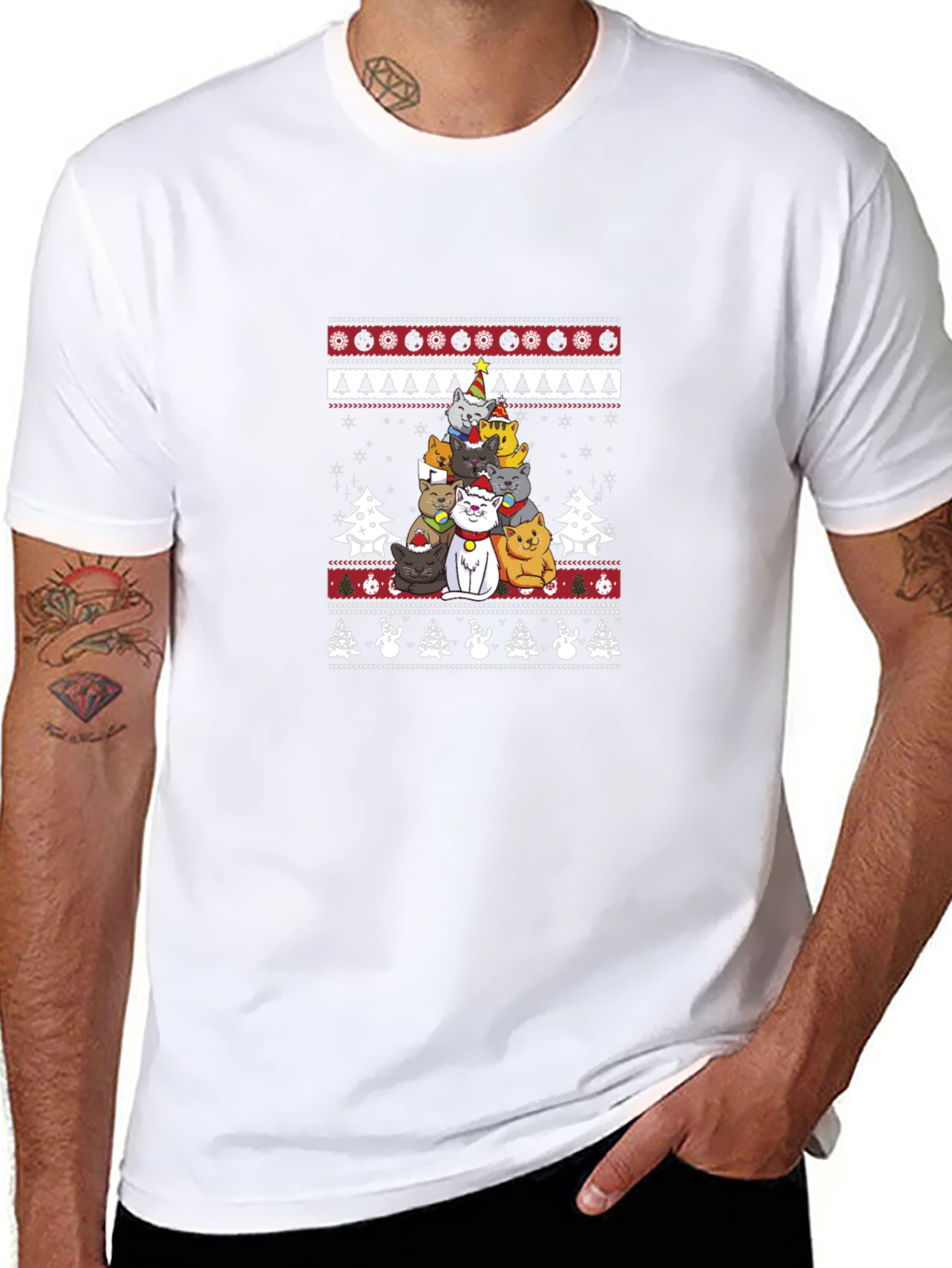 Christmas Cats T-Shirt Ugly Sweater Style