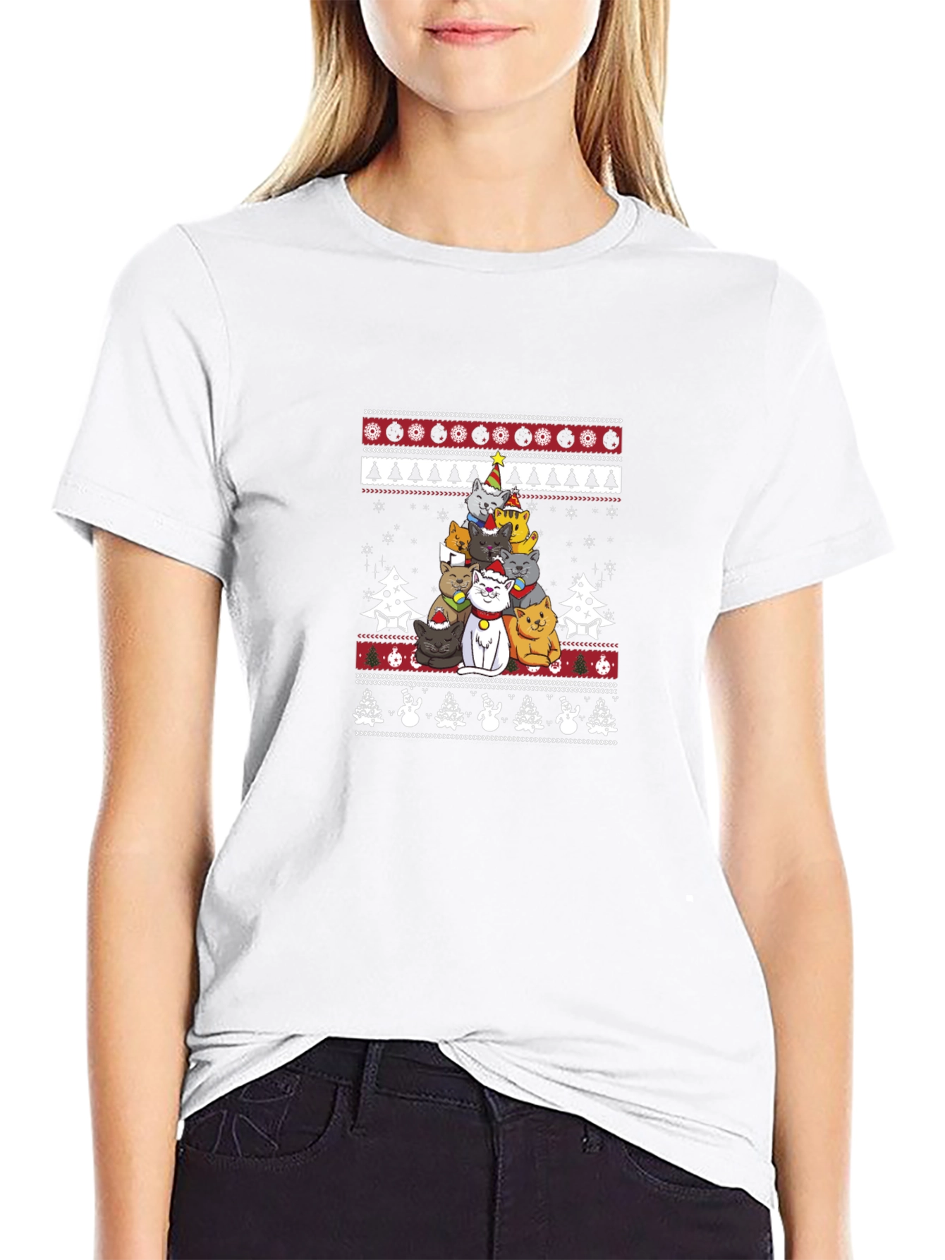 Christmas Cats T-Shirt Ugly Sweater Style