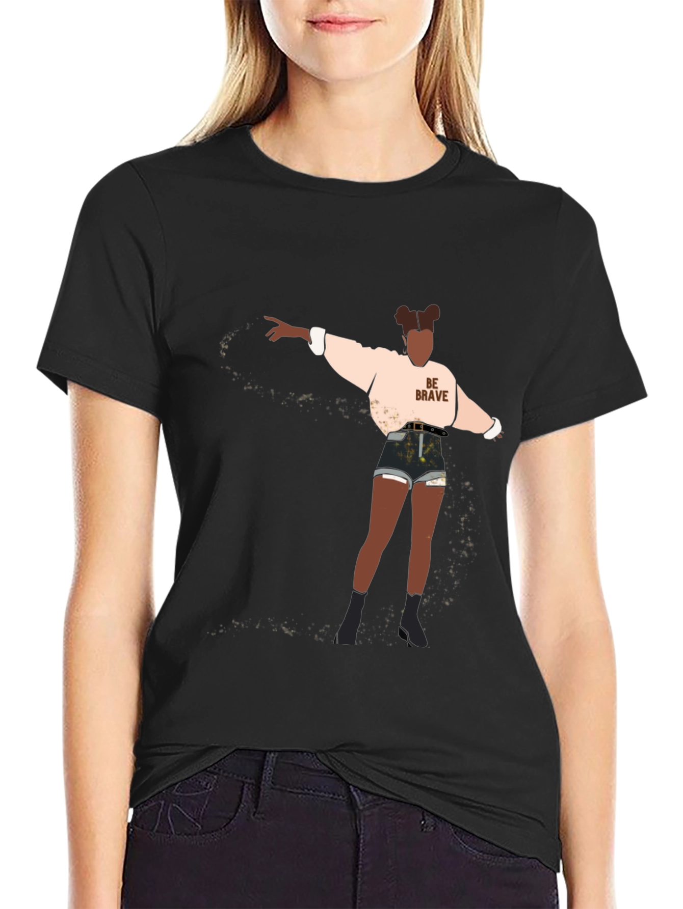 Be Brave Graphic Tee - Black Cotton Blend