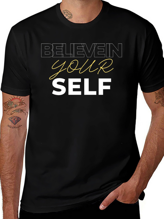 Believe In Yourself Graphic Tee - Motivational Black T-Shirt