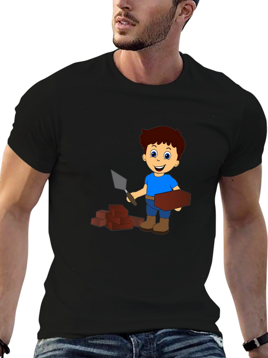 Cartoon Bricklayer Graphic Tee