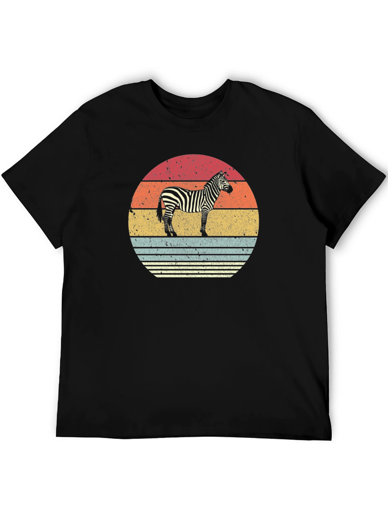 Retro Zebra Sunset Graphic Tee - Black