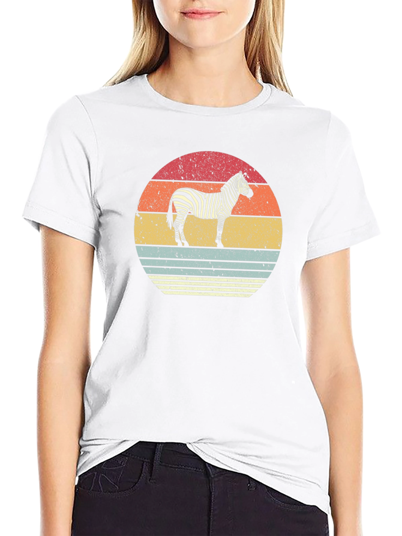 Retro Zebra Sunset Graphic Tee - Black