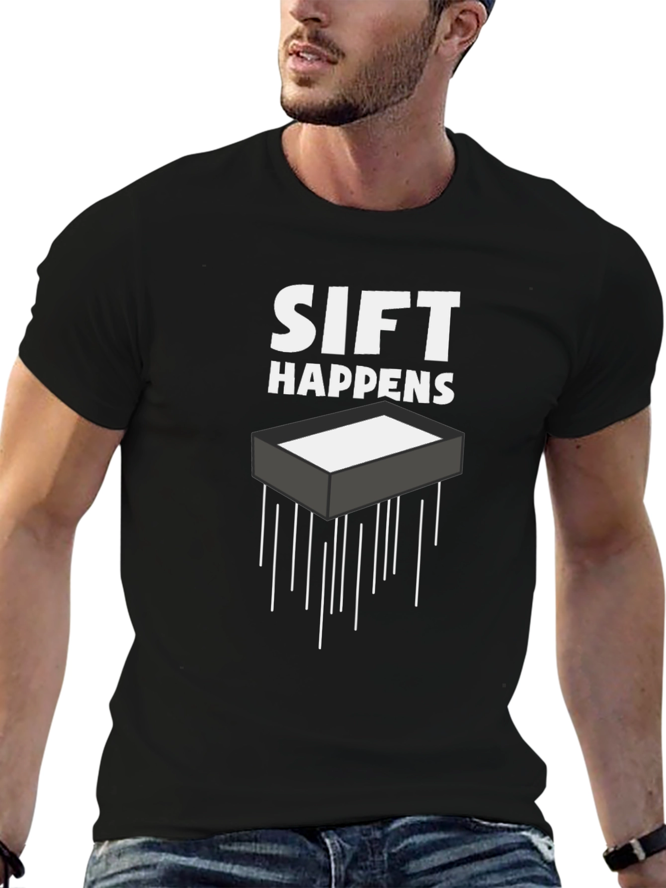 Sift Happens Graphic Tee - Black Cotton T-Shirt