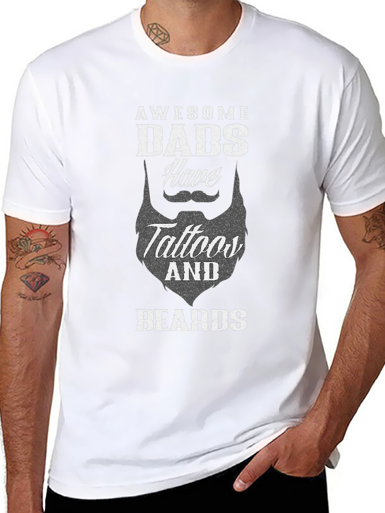 Awesome Dads Tattoo & Beard T-Shirt