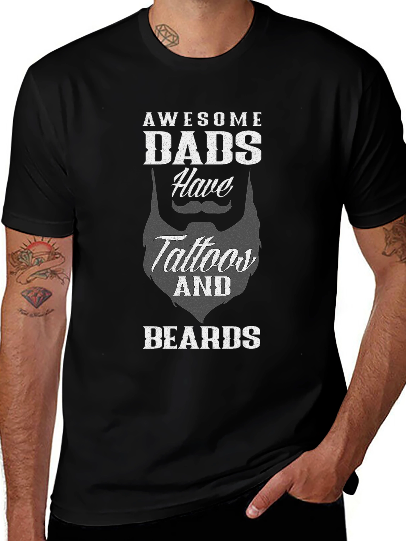 Awesome Dads Tattoo & Beard T-Shirt