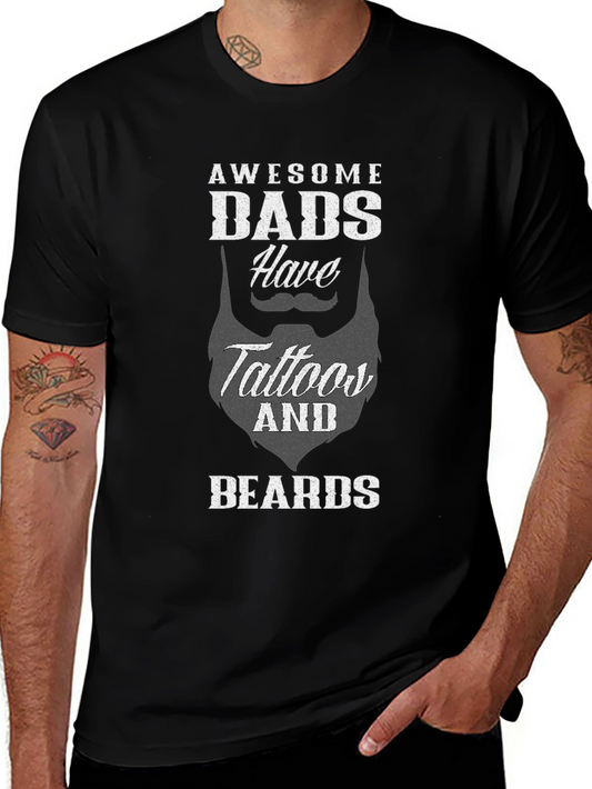 Awesome Dads Tattoo & Beard T-Shirt