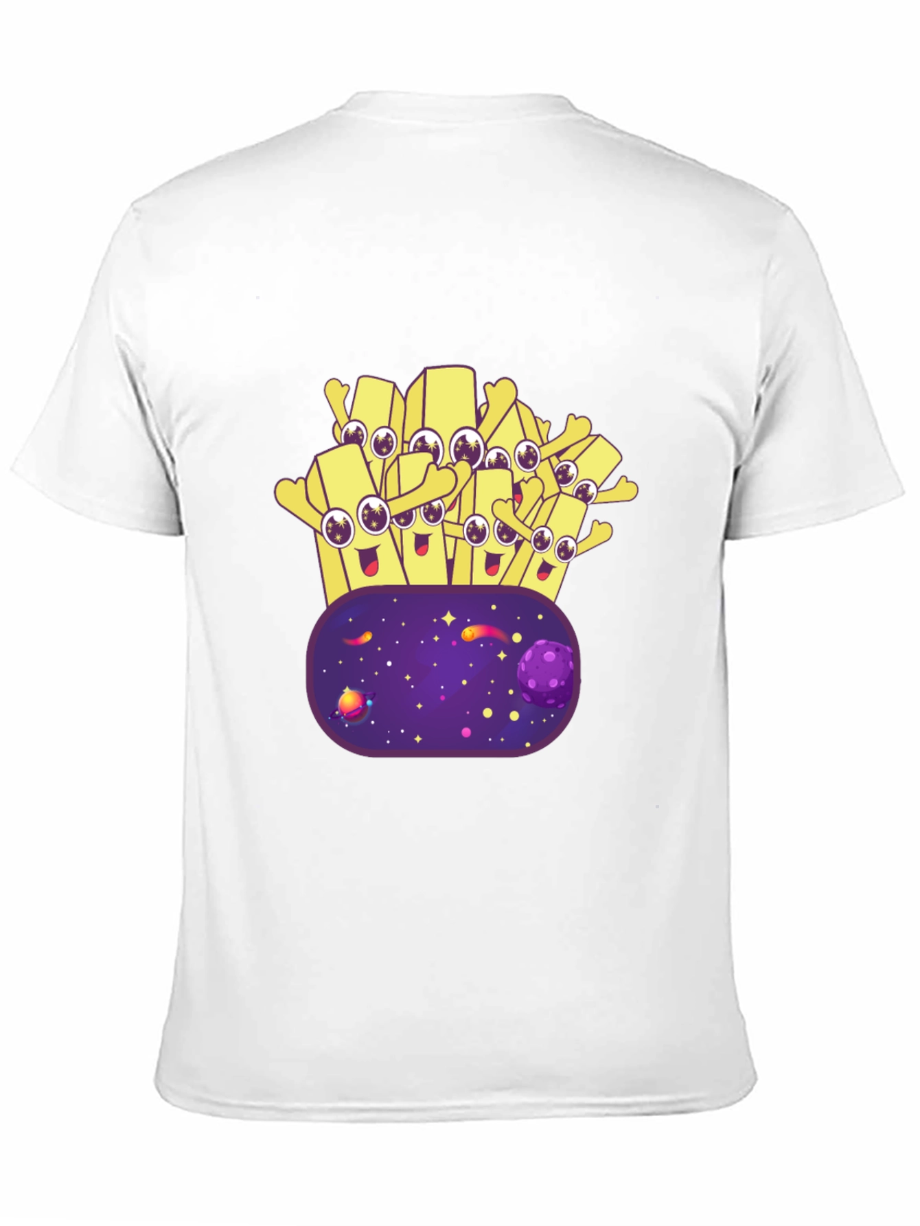 Cartoon Fries Galaxy T-Shirt - Black