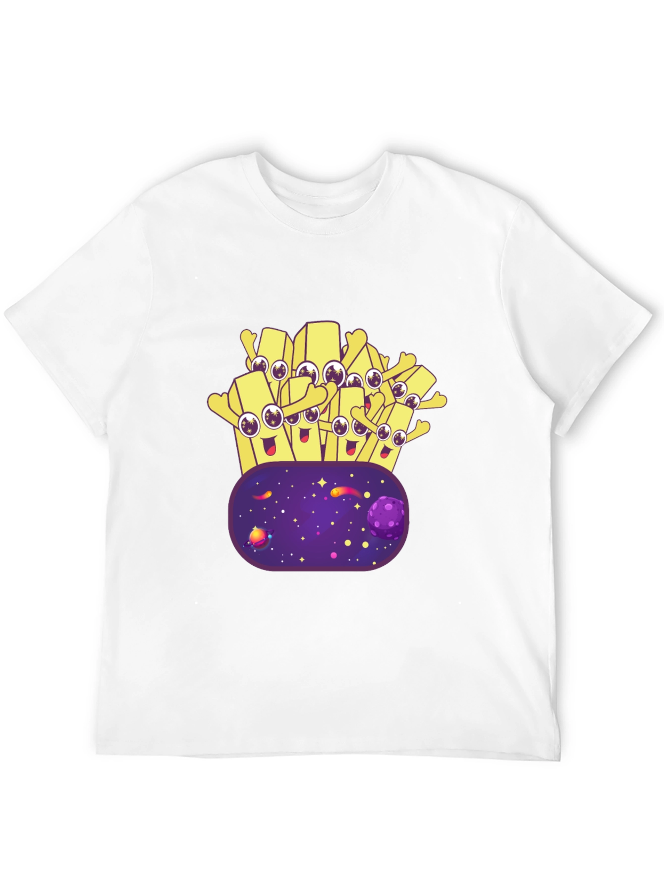 Cartoon Fries Galaxy T-Shirt - Black