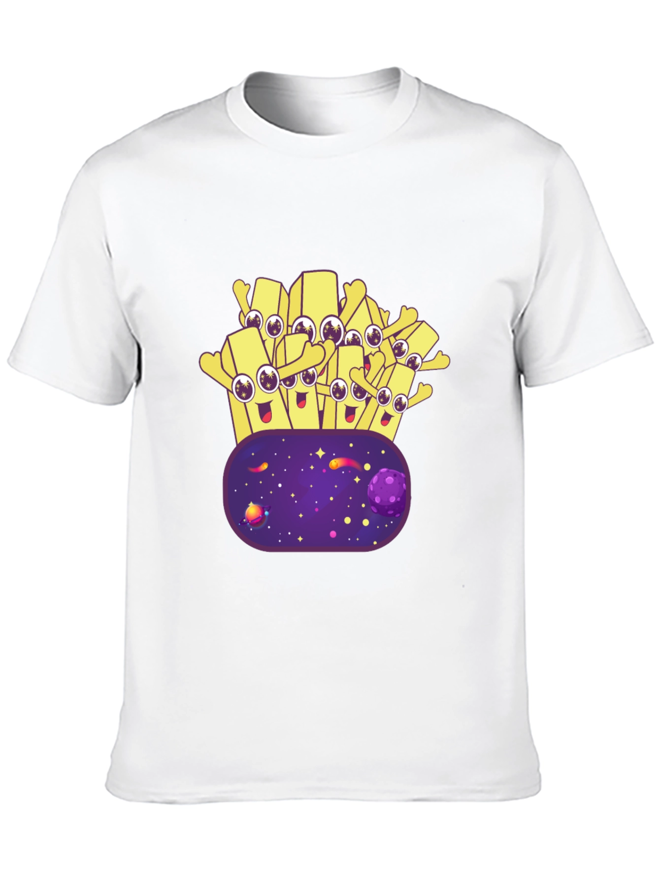 Cartoon Fries Galaxy T-Shirt - Black