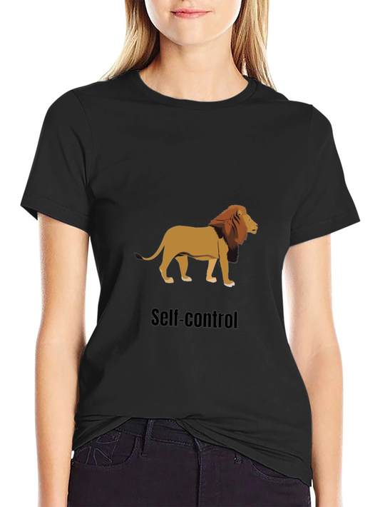 Self-Control Lion Graphic Black T-Shirt