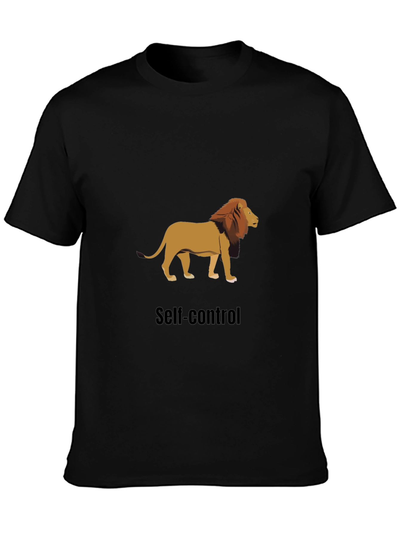 Self-Control Lion Graphic Black T-Shirt