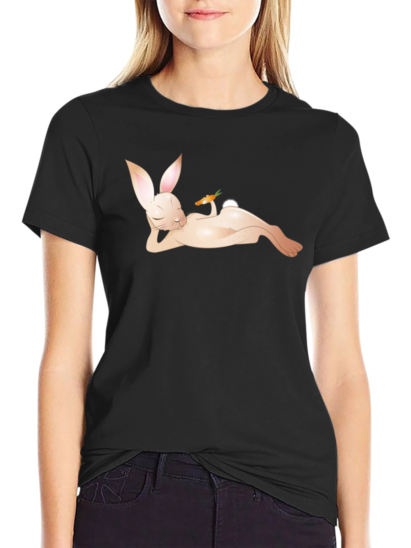 Cool Bunny Graphic Black T-Shirt
