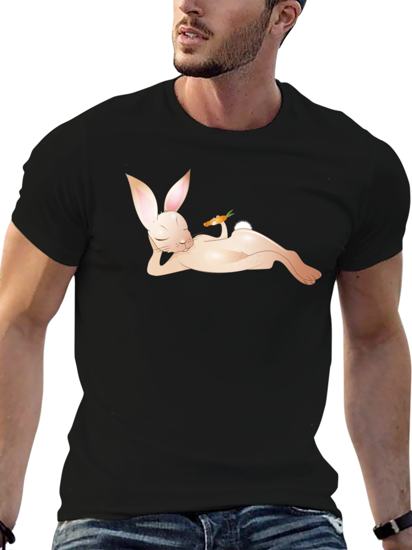 Cool Bunny Graphic Black T-Shirt