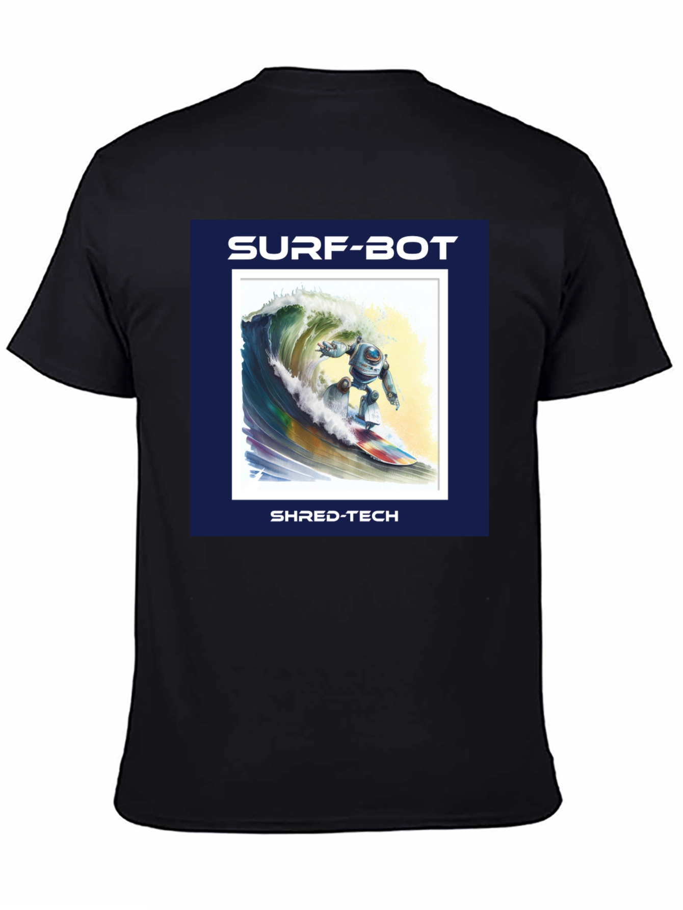 Surf-Bot Shred-Tech T-Shirt - Robot Surfing Wave Design