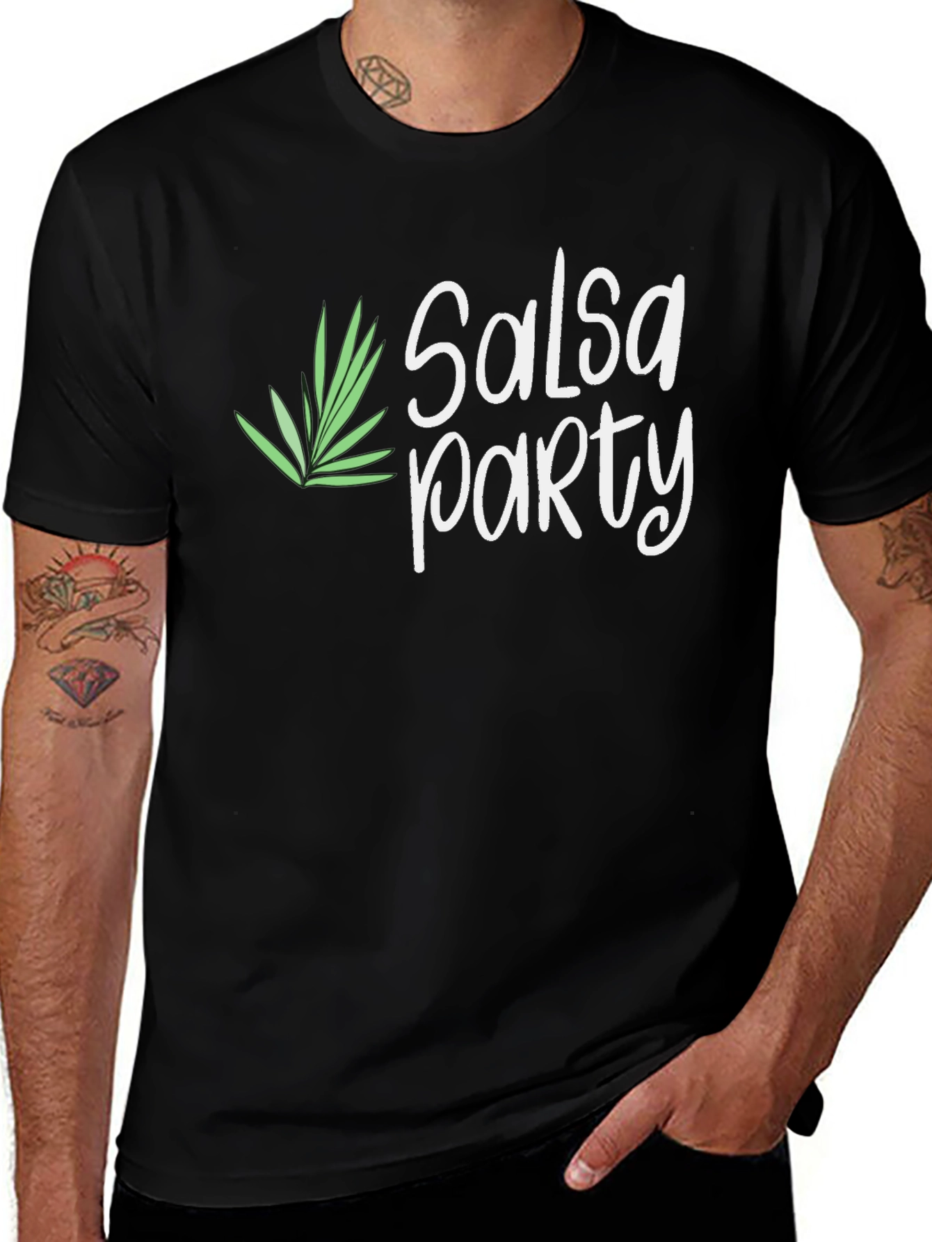 Salsa Party Graphic Tee - Black Cotton T-Shirt