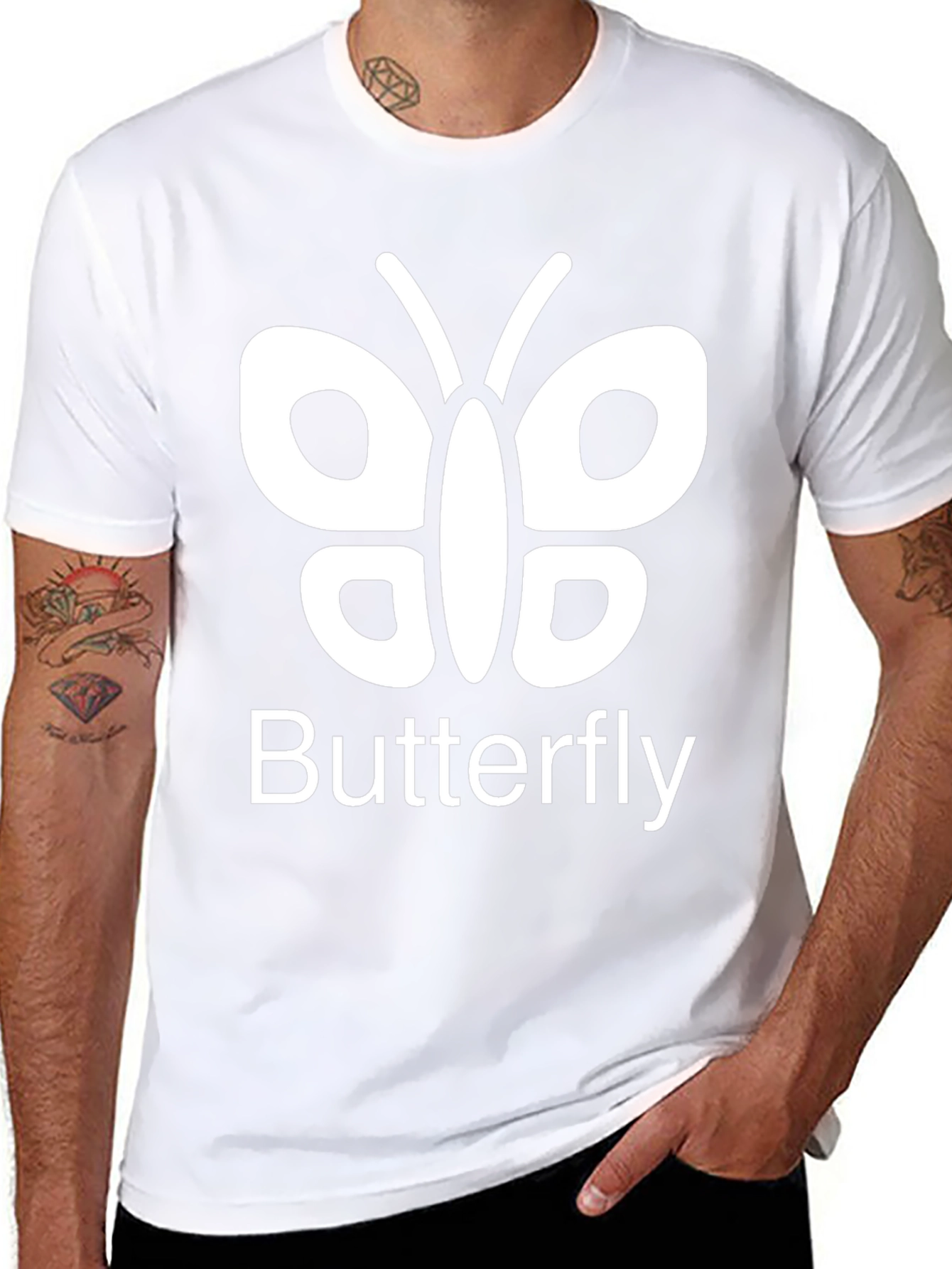 Butterfly Graphic Tee - Casual Black T-Shirt