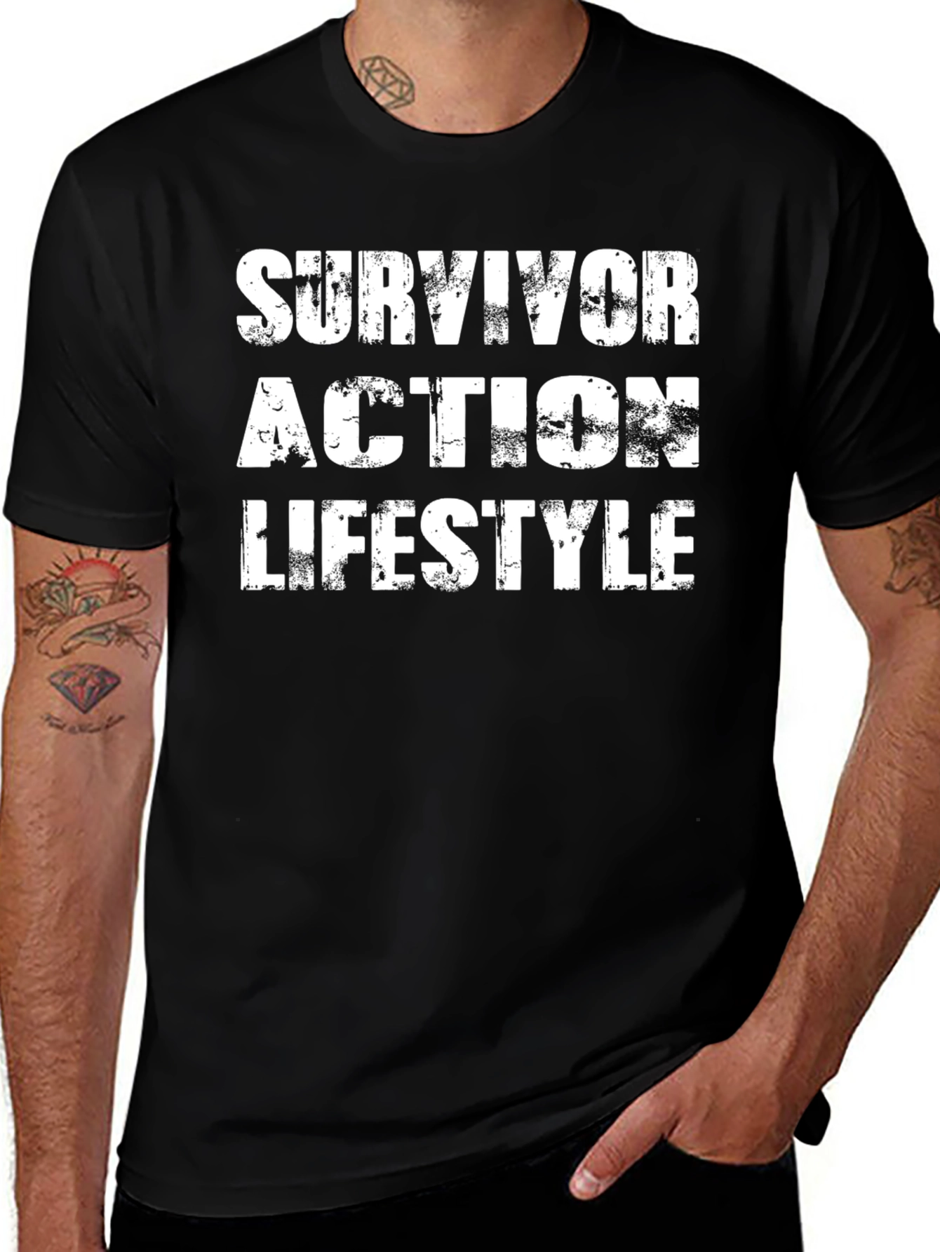Survivor Action Lifestyle Black Graphic T-Shirt