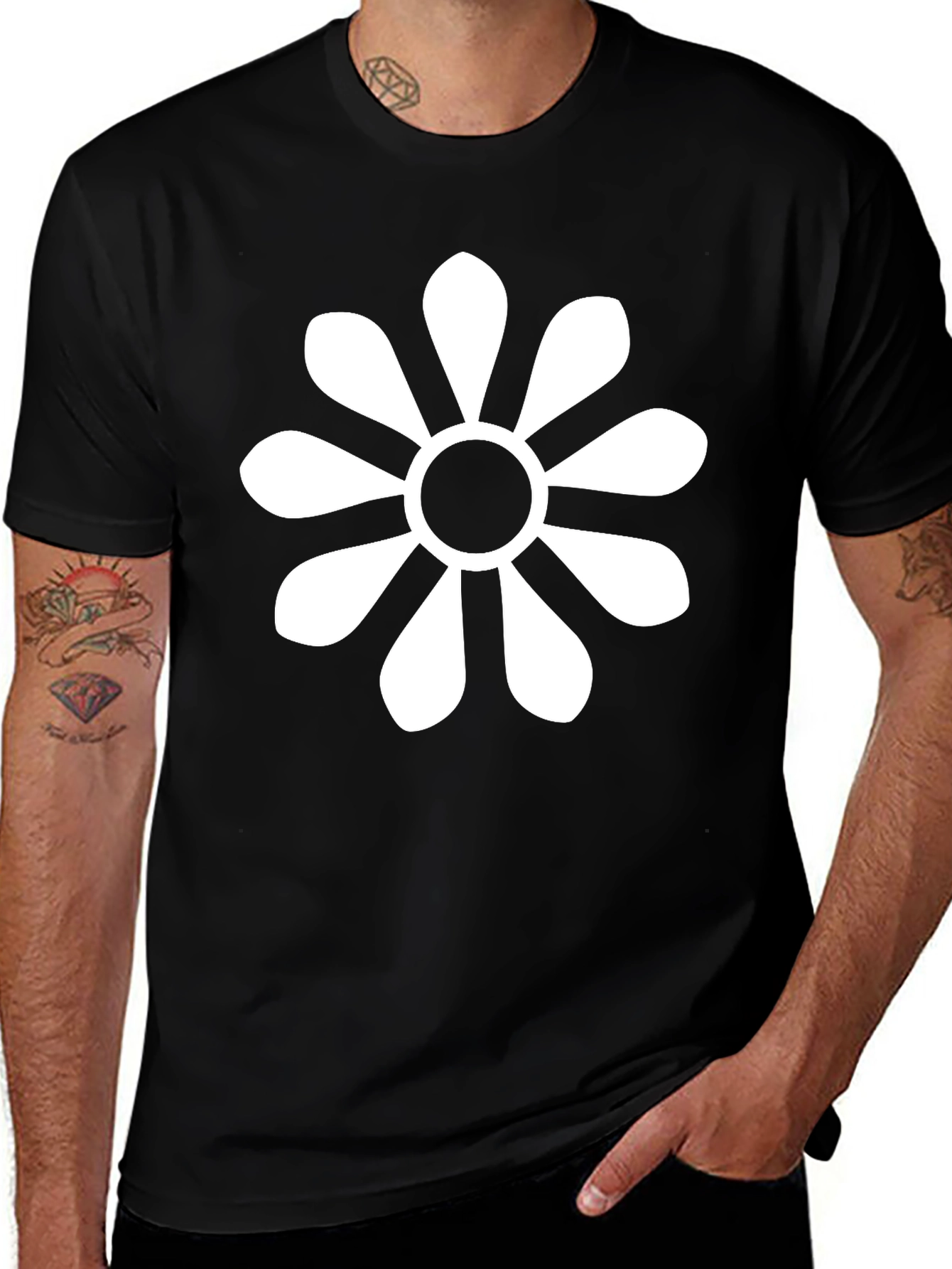 Retro Daisy Black T-Shirt
