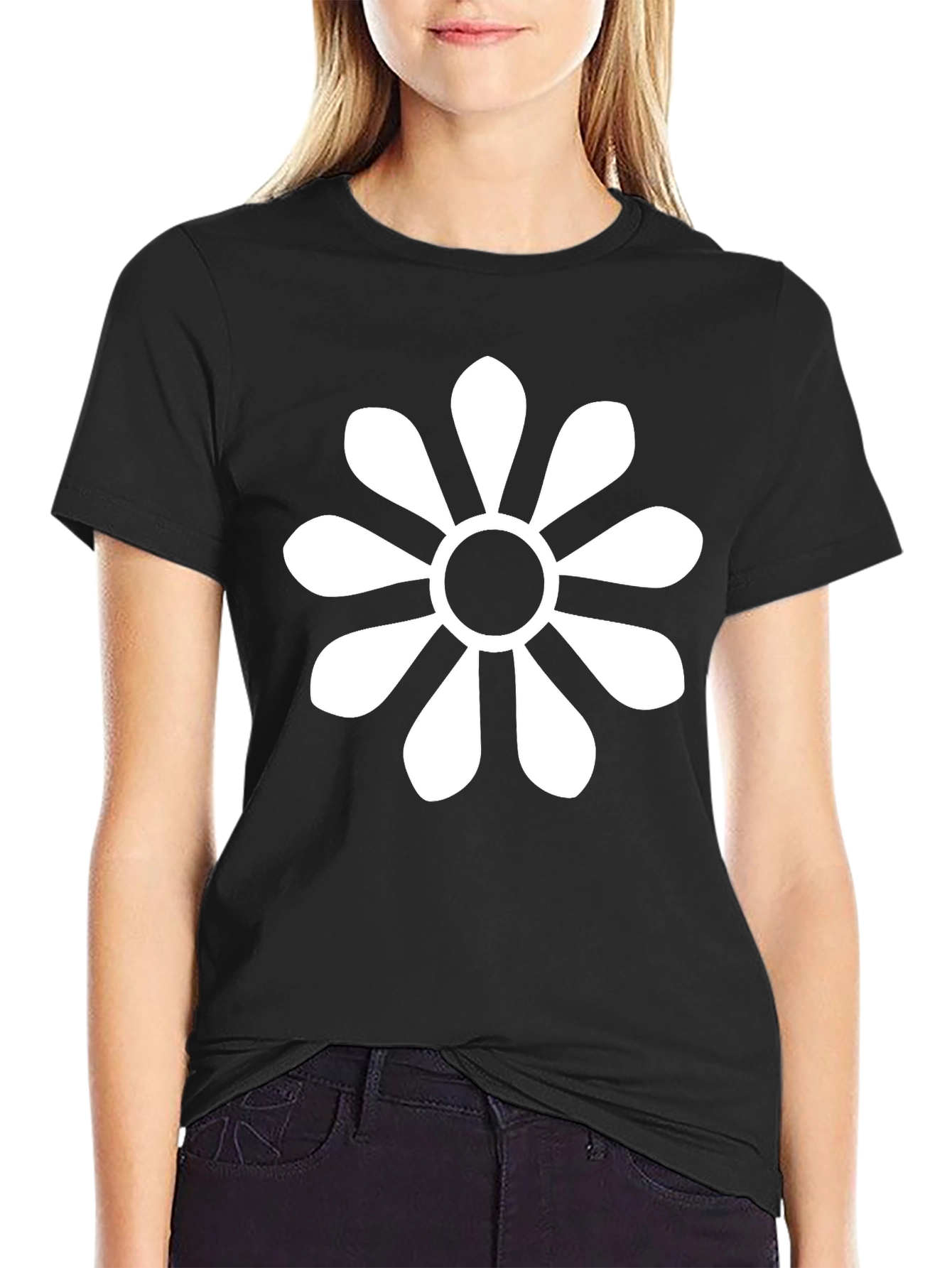 Retro Daisy Black T-Shirt