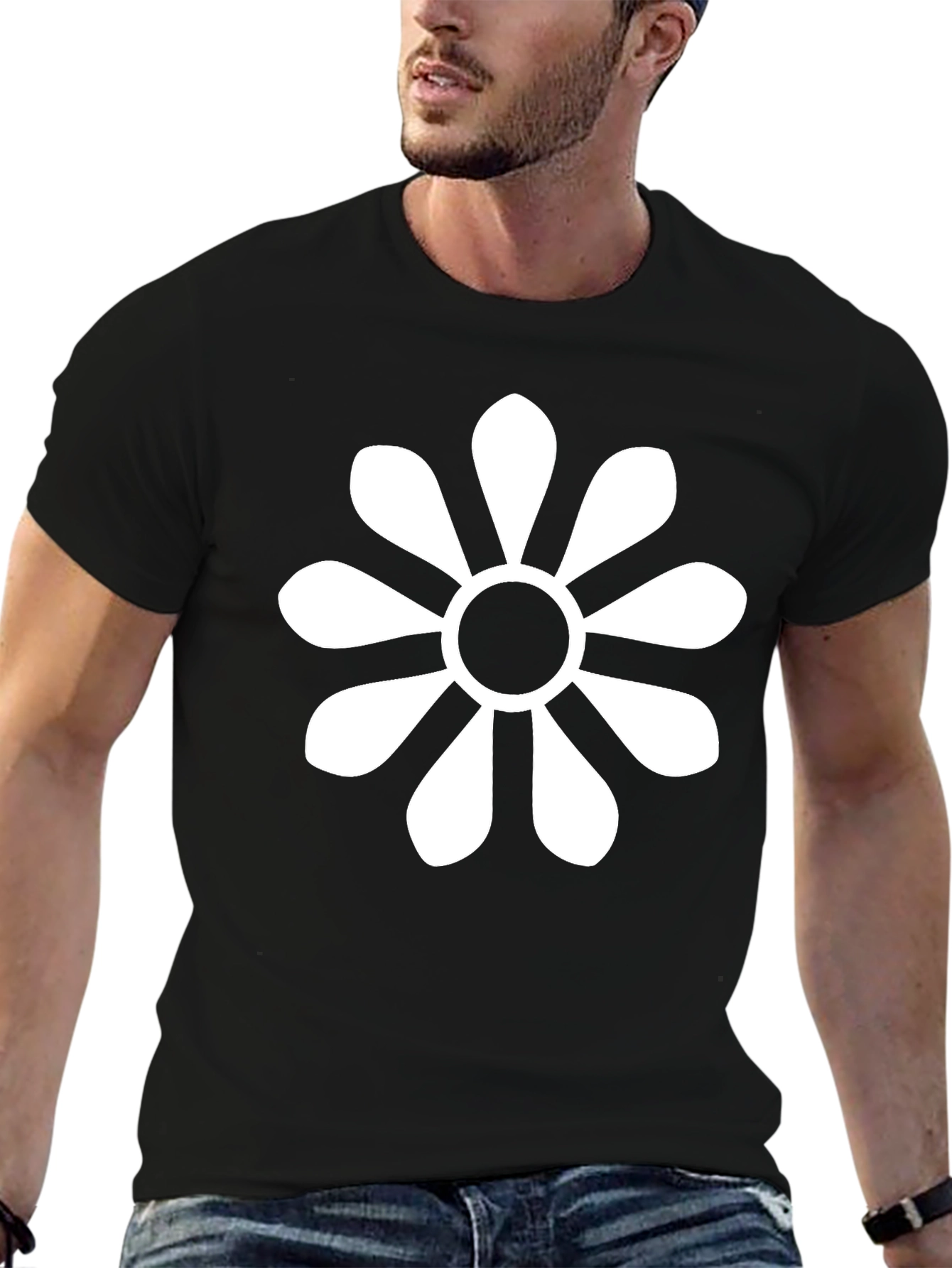 Retro Daisy Black T-Shirt