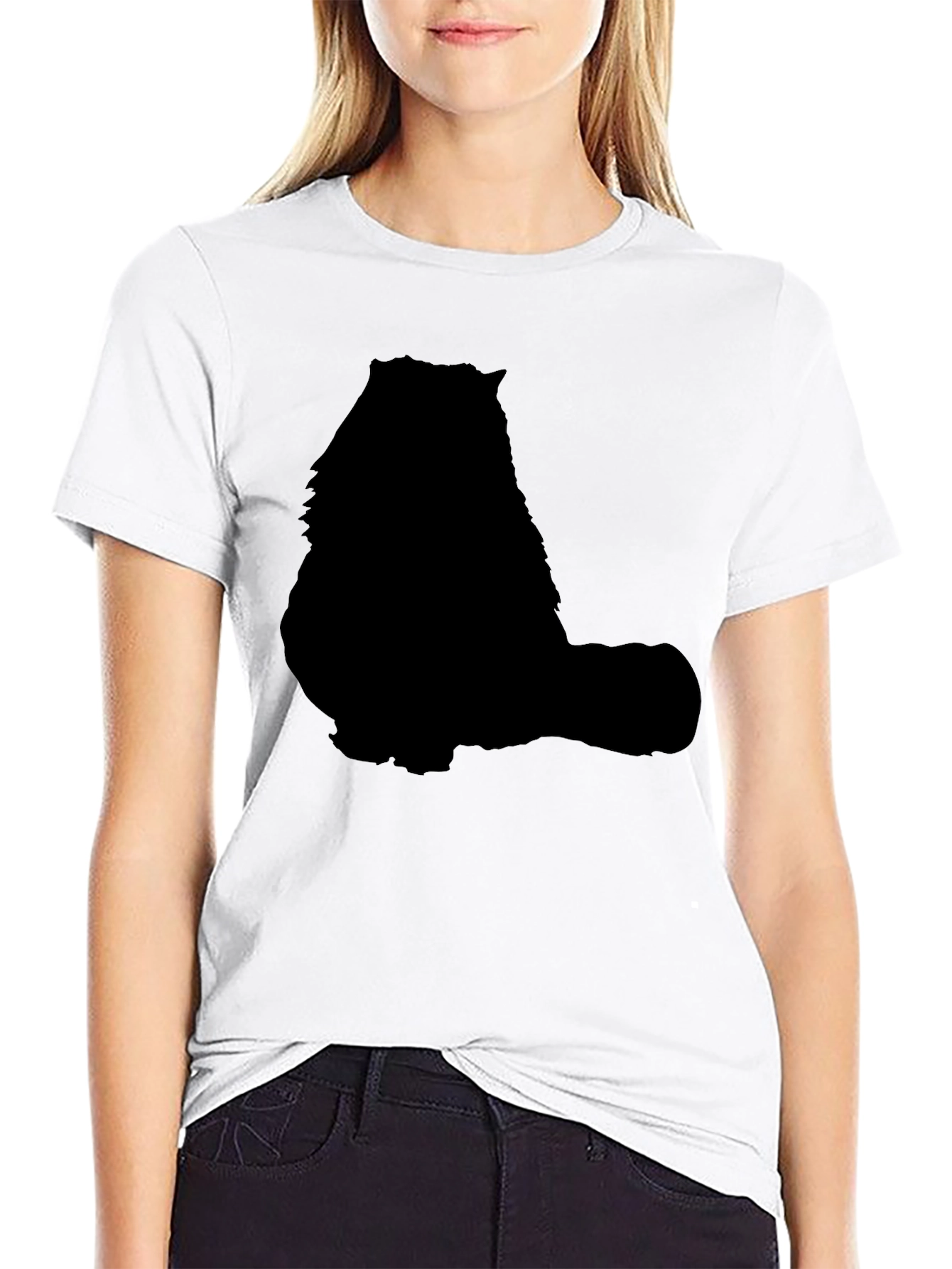 Cat Silhouette Graphic T-Shirt - Solid Black Design