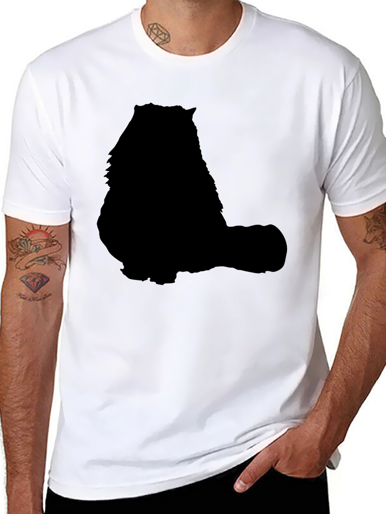 Cat Silhouette Graphic T-Shirt - Solid Black Design
