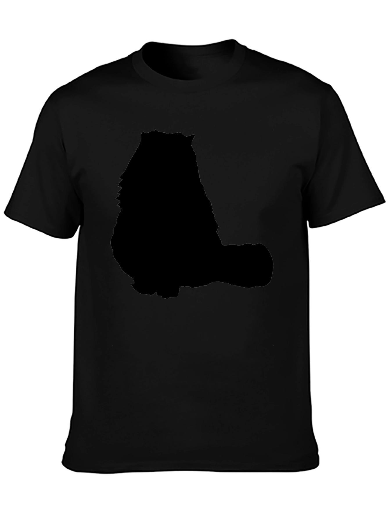 Cat Silhouette Graphic T-Shirt - Solid Black Design