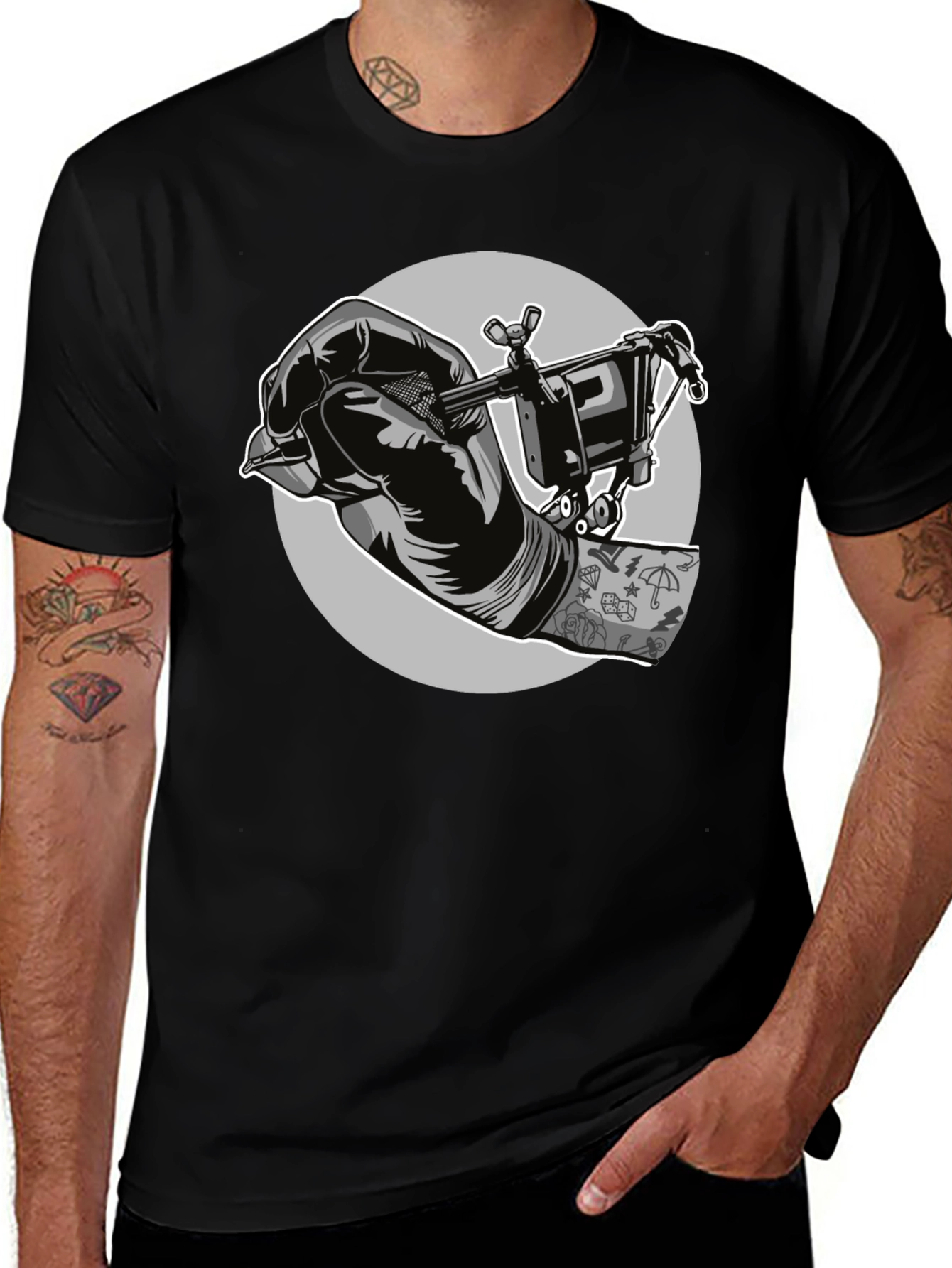 Tattoo Artist Graphic Tee - Black Cotton T-Shirt