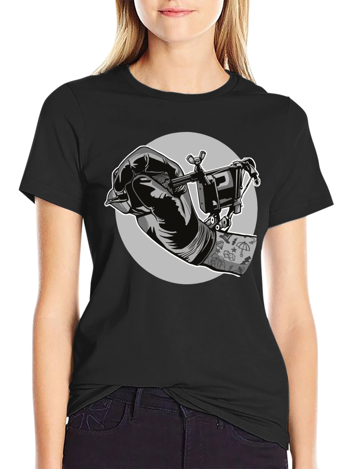 Tattoo Artist Graphic Tee - Black Cotton T-Shirt