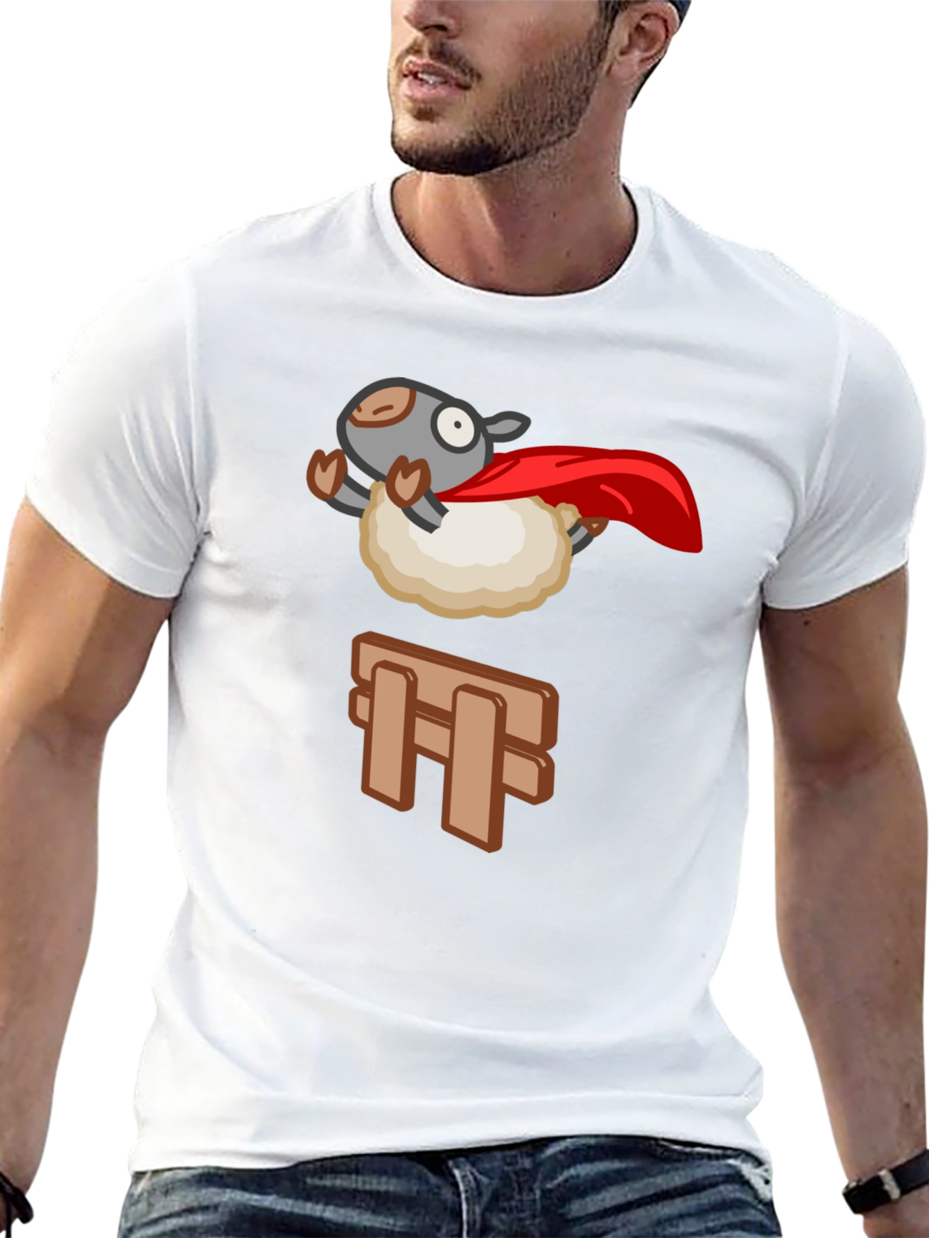 Superhero Sheep T-Shirt - Black Cotton Tee