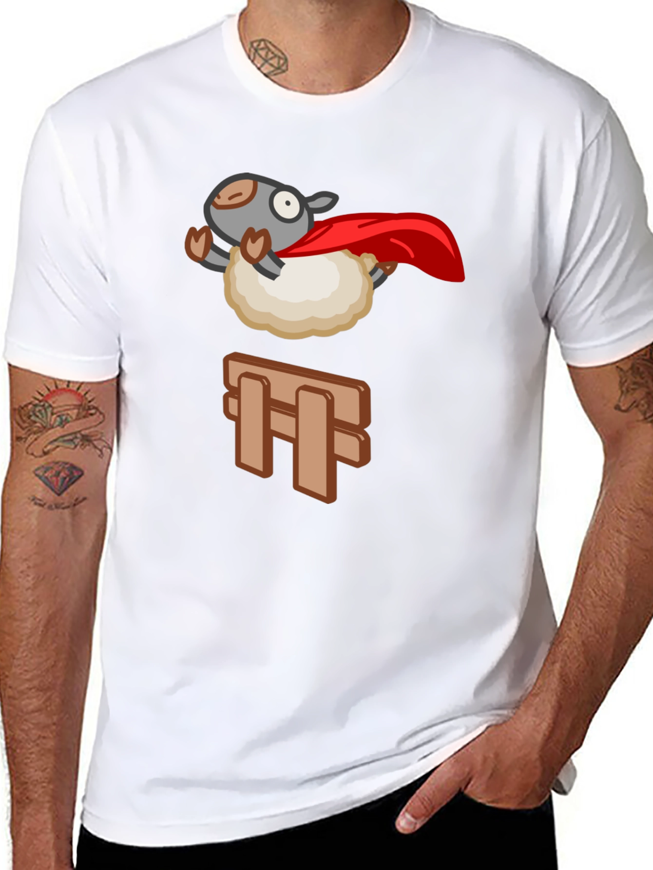 Superhero Sheep T-Shirt - Black Cotton Tee