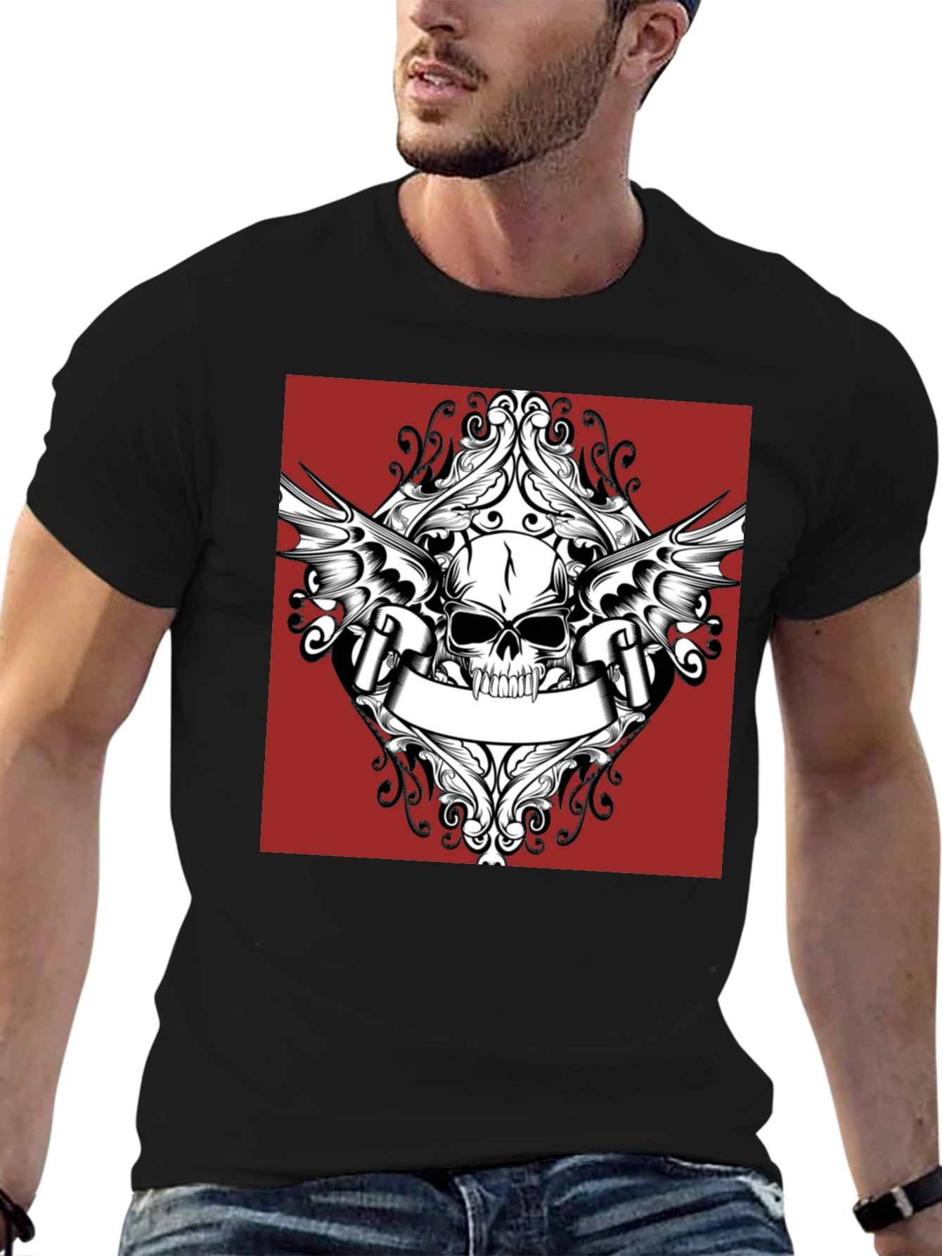 Skull Wings T-Shirt - Black