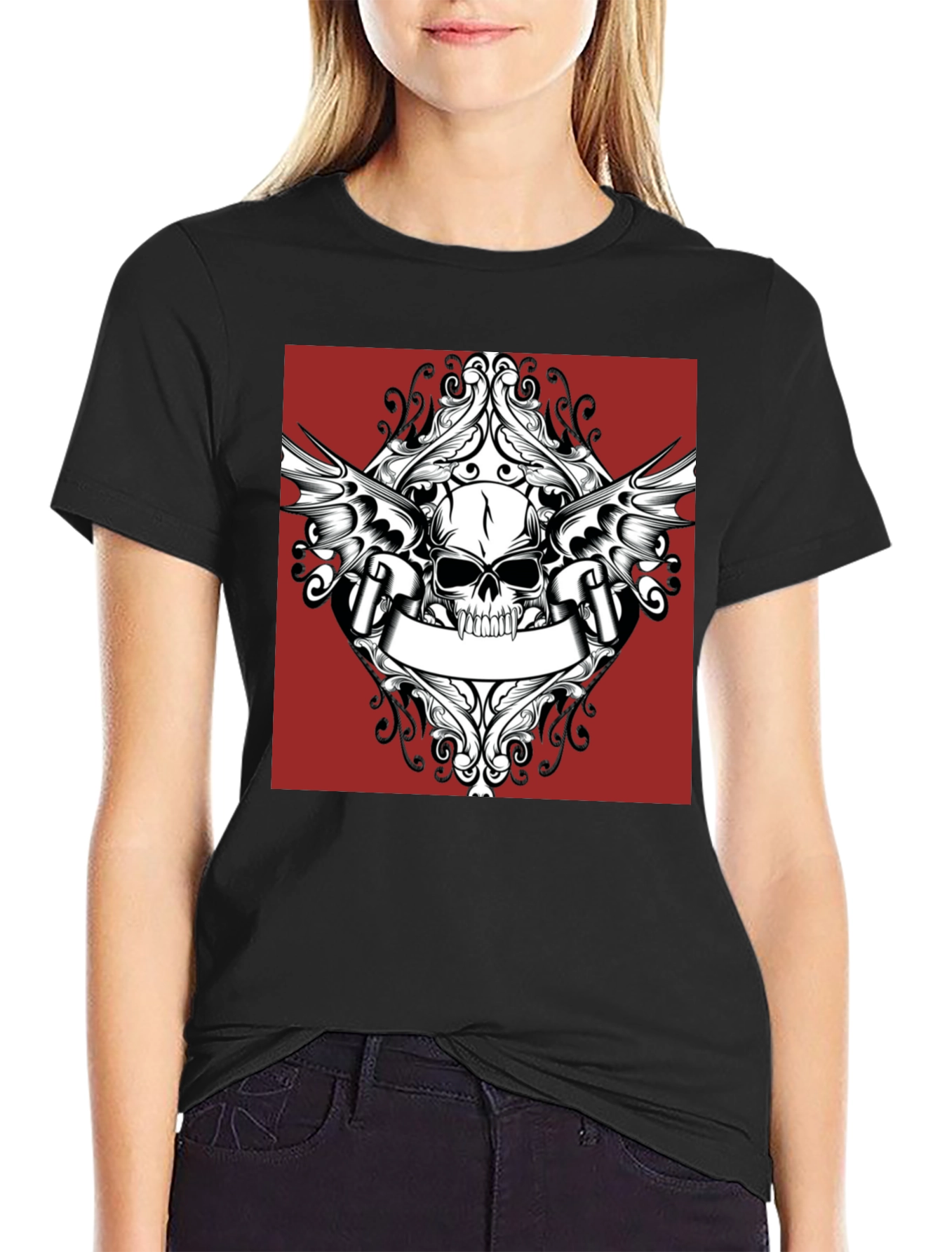Skull Wings T-Shirt - Black