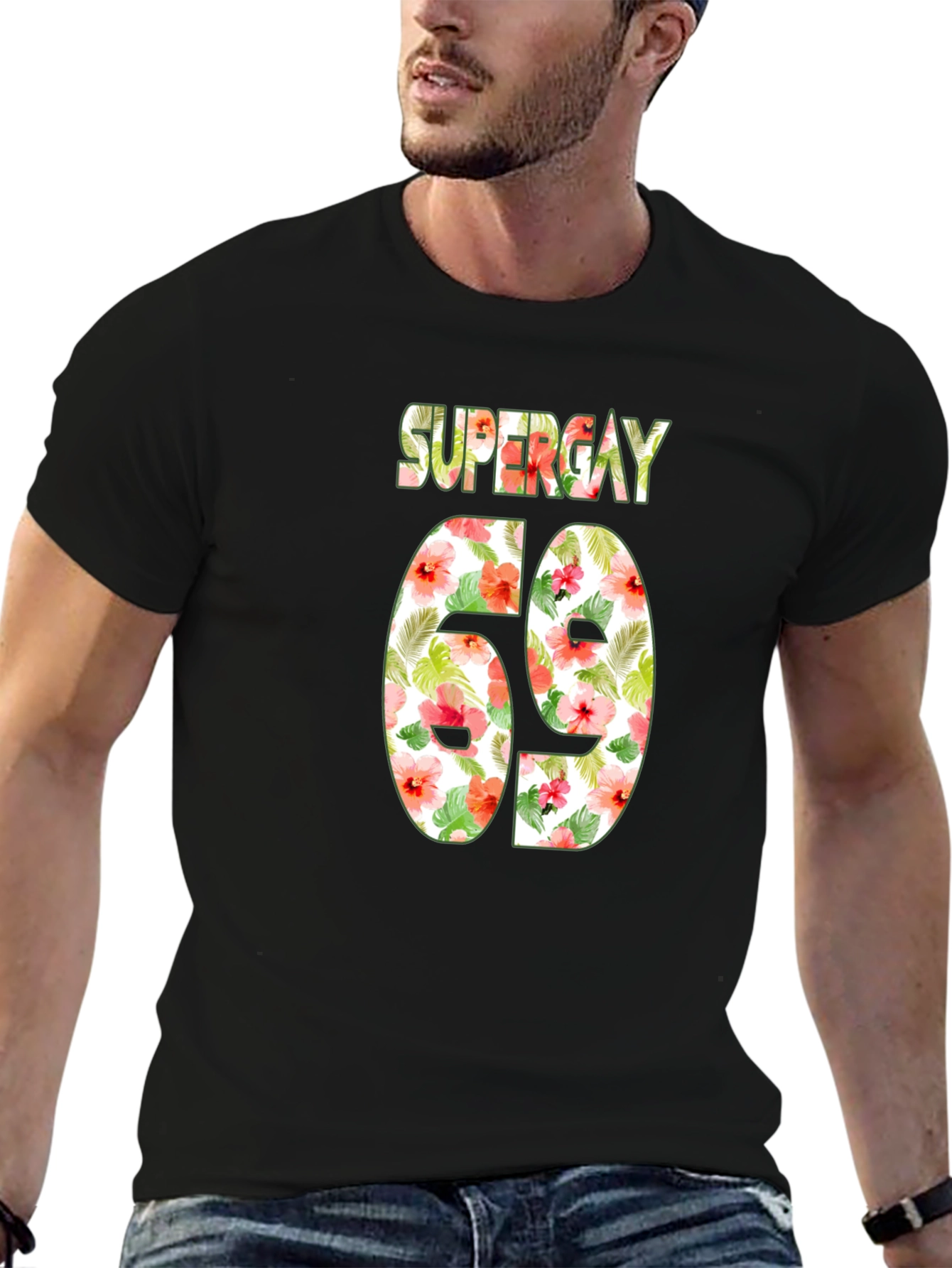 Super Gay 69 Floral Print T-Shirt