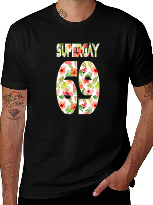 Super Gay 69 Floral Print T-Shirt