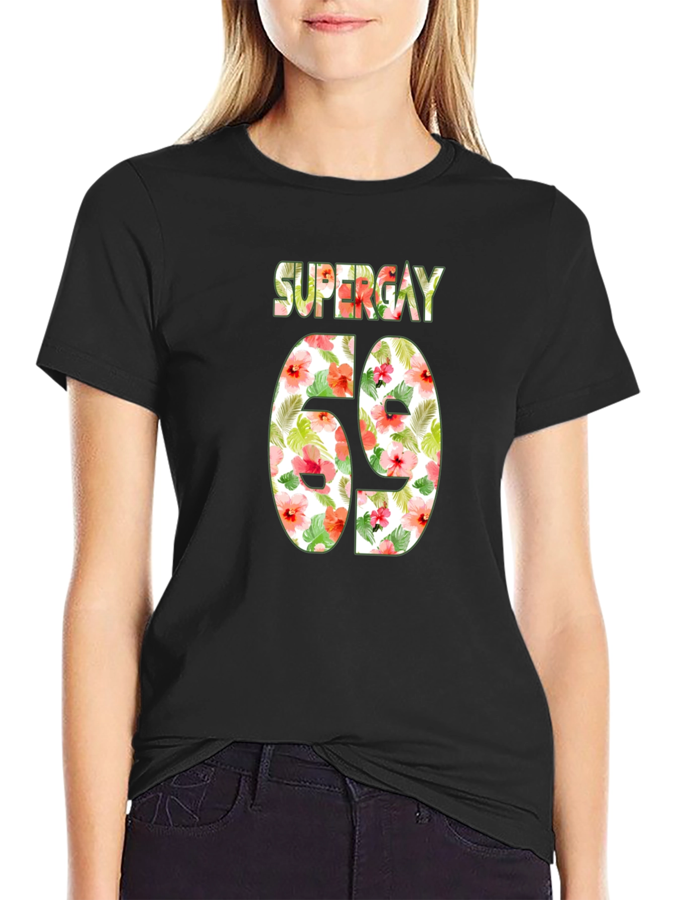 Super Gay 69 Floral Print T-Shirt