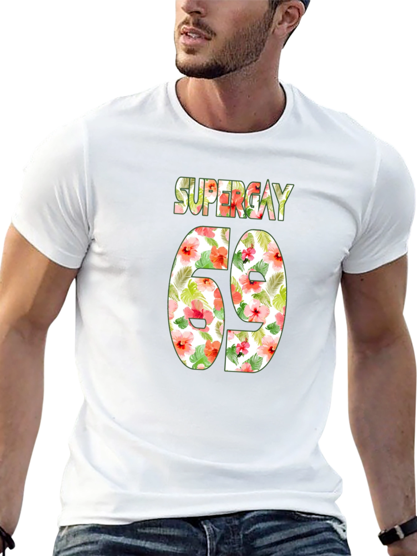 Super Gay 69 Floral Print T-Shirt