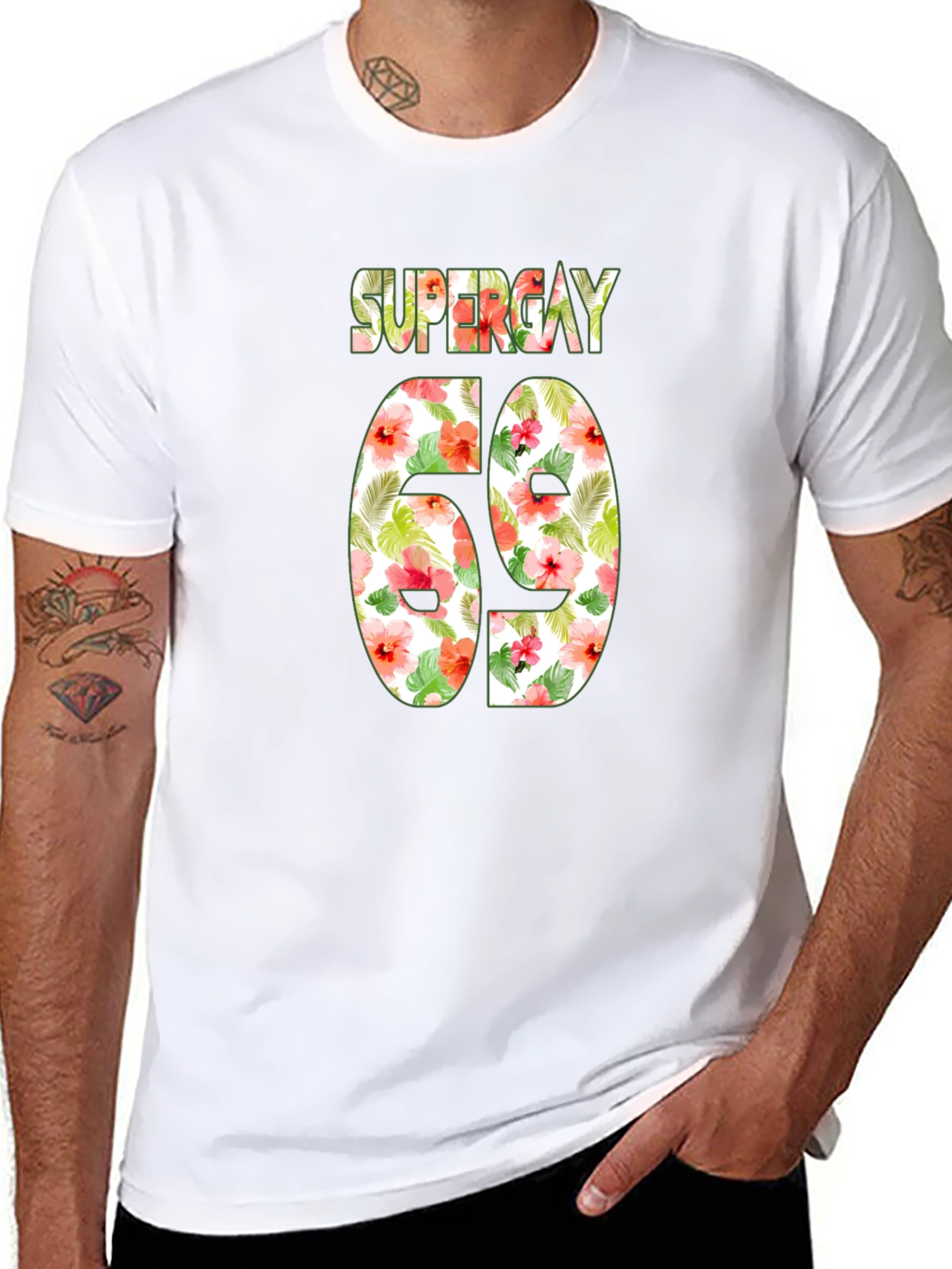 Super Gay 69 Floral Print T-Shirt