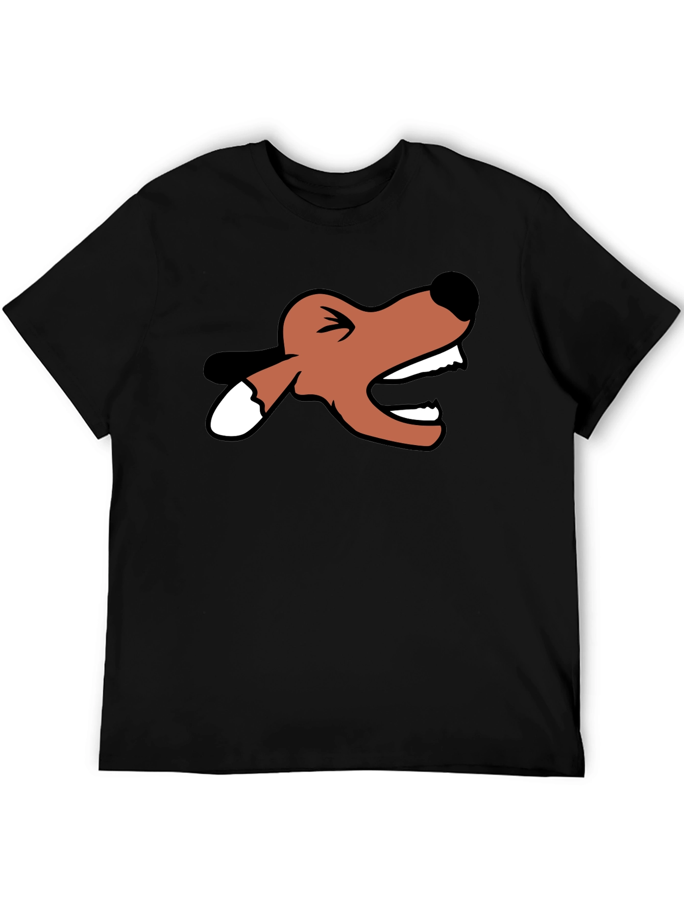 Cartoon Fox Head Black T-Shirt